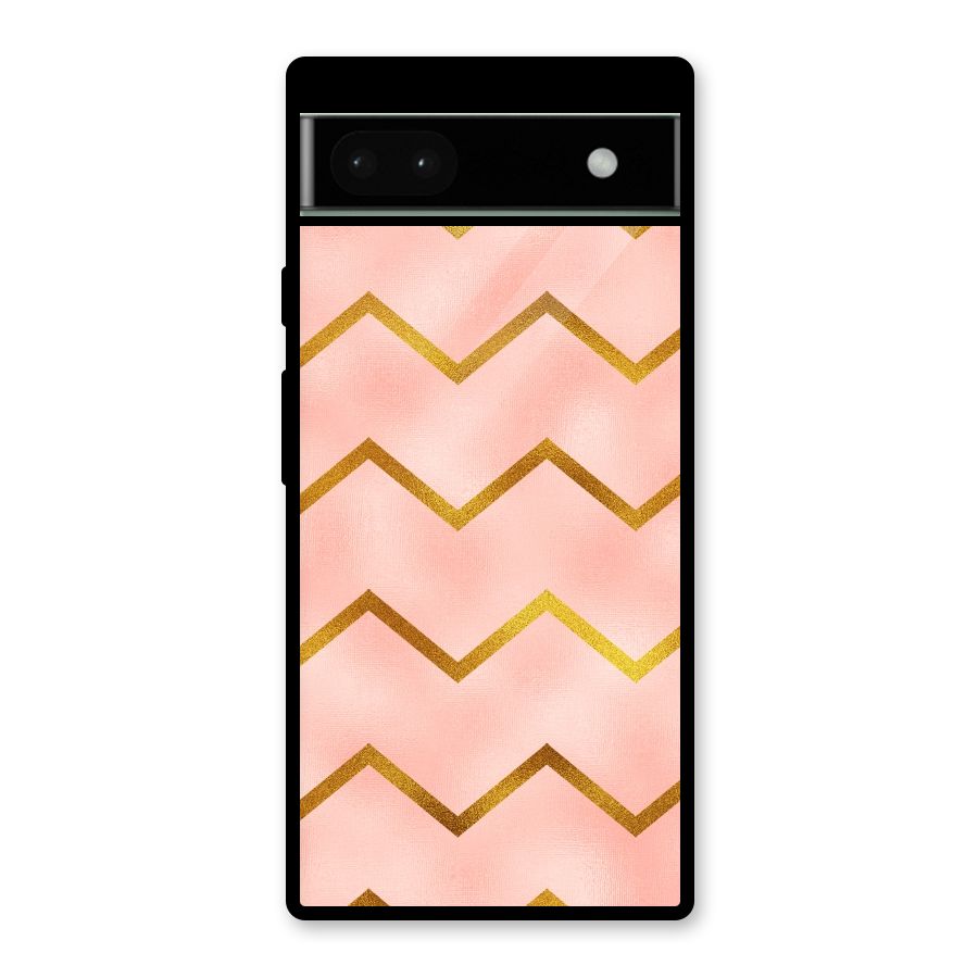 Gold Pink Pattern Glass Back Case for Google Pixel 6a