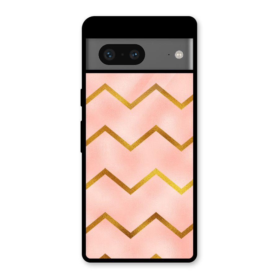Gold Pink Pattern Glass Back Case for Google Pixel 7