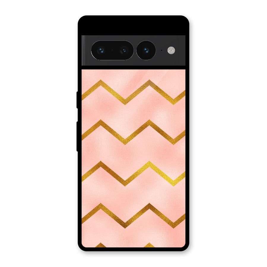 Gold Pink Pattern Glass Back Case for Google Pixel 7 Pro