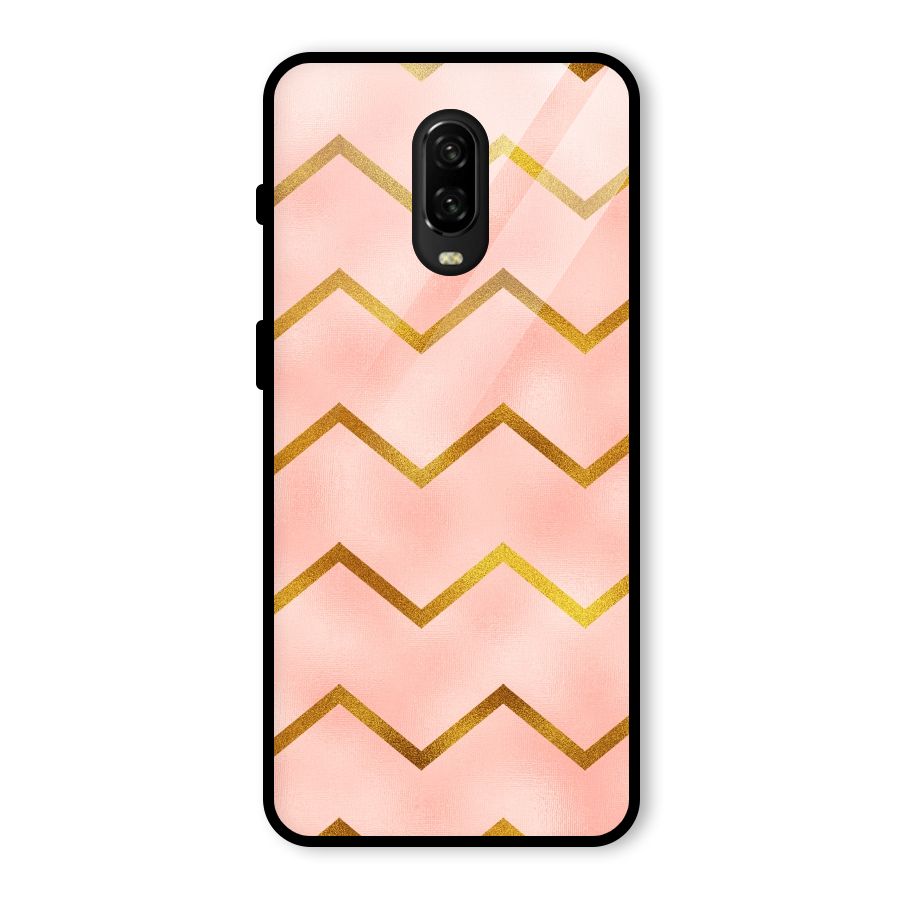 Gold Pink Pattern Glass Back Case for OnePlus 6T