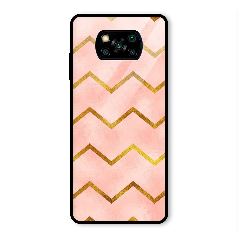 Gold Pink Pattern Glass Back Case for Poco X3 Pro