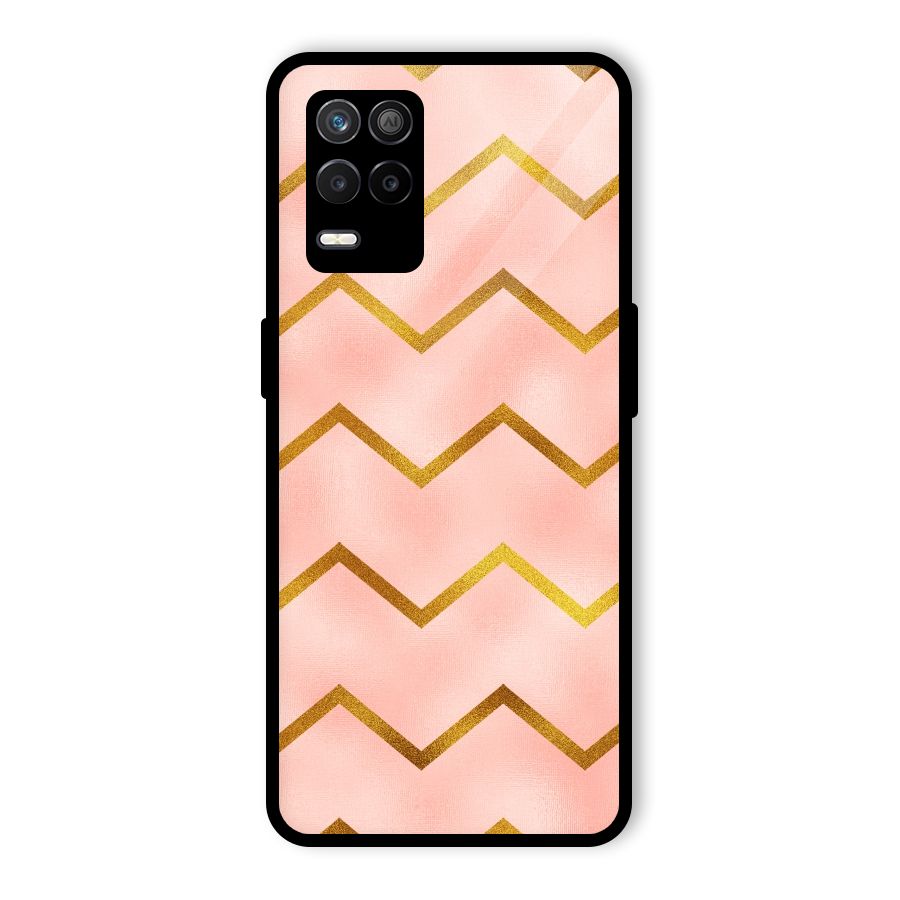 Gold Pink Pattern Glass Back Case for Realme 8 5G