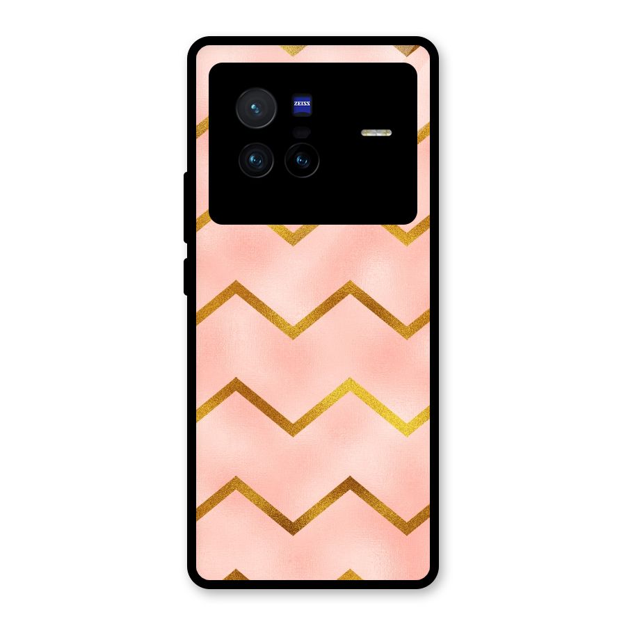 Gold Pink Pattern Glass Back Case for Vivo X80