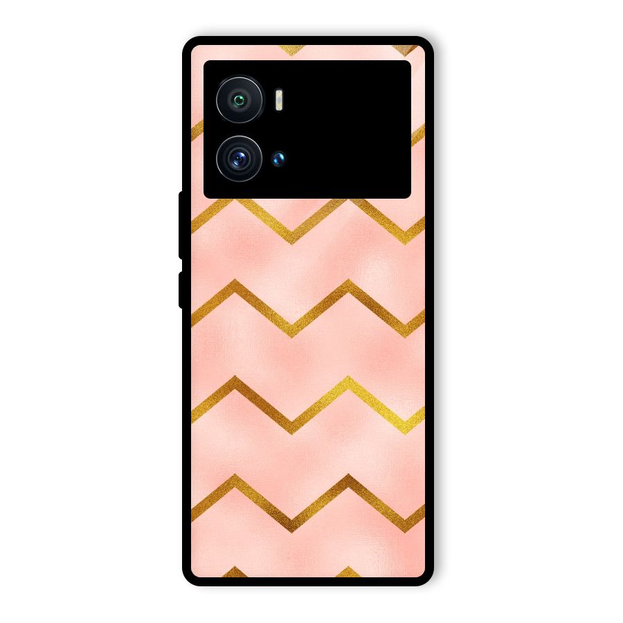 Gold Pink Pattern Glass Back Case for Vivo iQOO 9 Pro