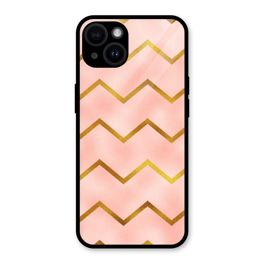 Gold Pink Pattern Glass Back Case for iPhone 14