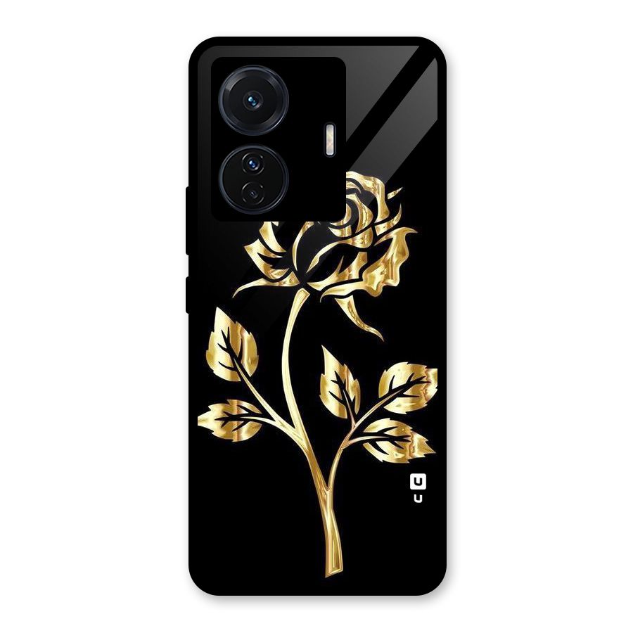 Gold Rose Glass Back Case for Vivo T1 Pro