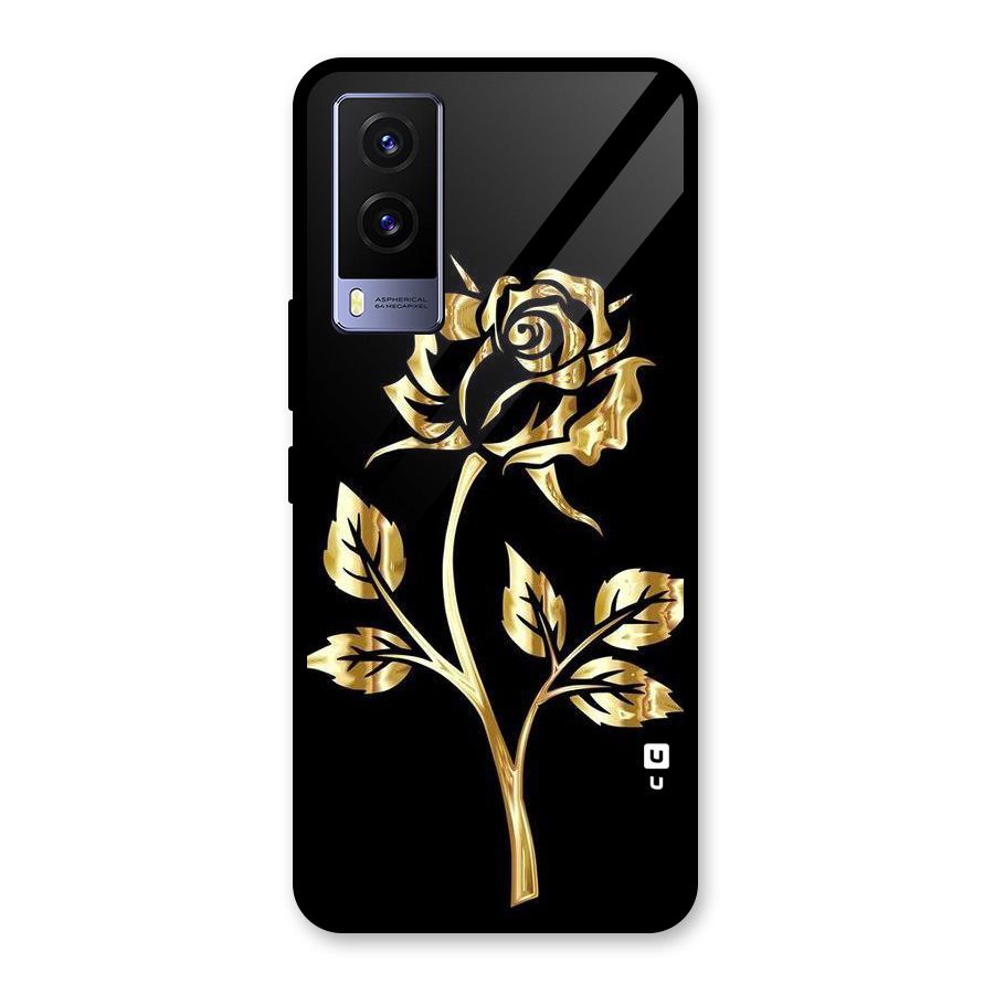 Gold Rose Glass Back Case for Vivo V21e 5G