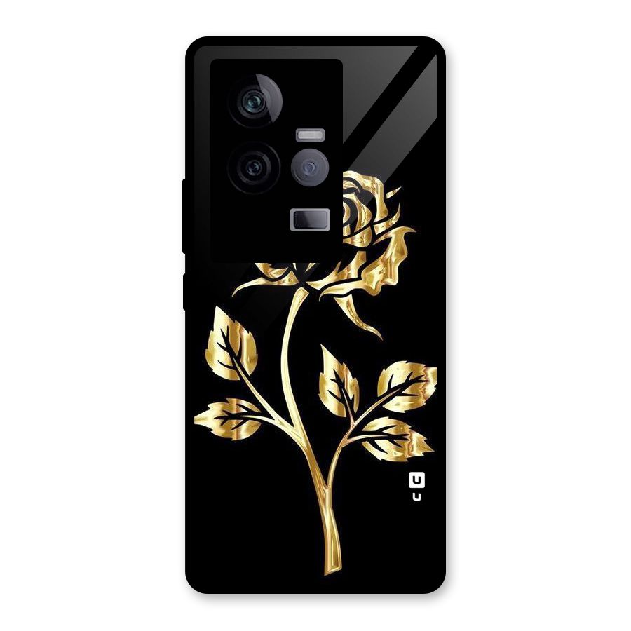 Gold Rose Glass Back Case for Vivo iQOO 11 5G