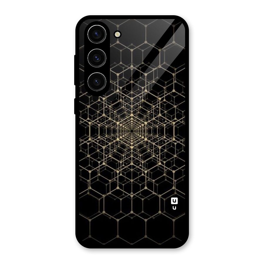 Gold Web Glass Back Case for Galaxy S23 Plus