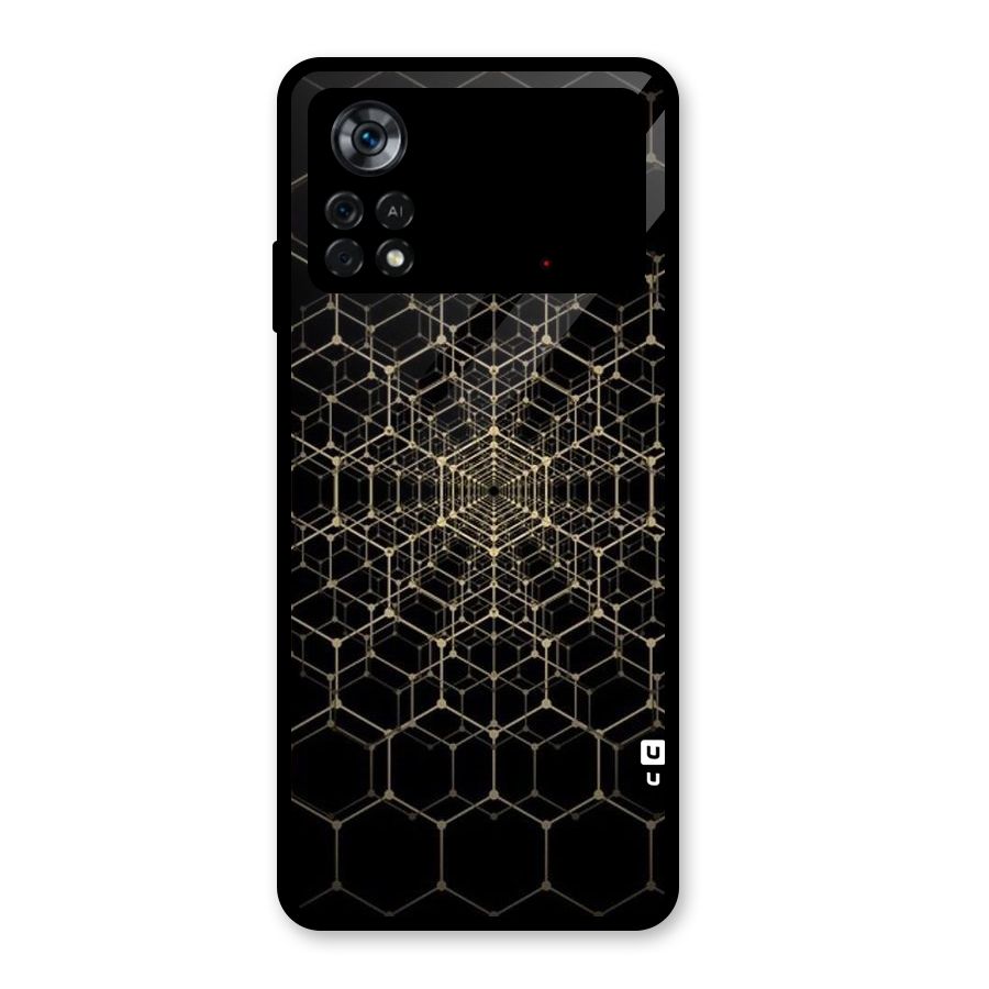 Gold Web Glass Back Case for Poco X4 Pro 5G