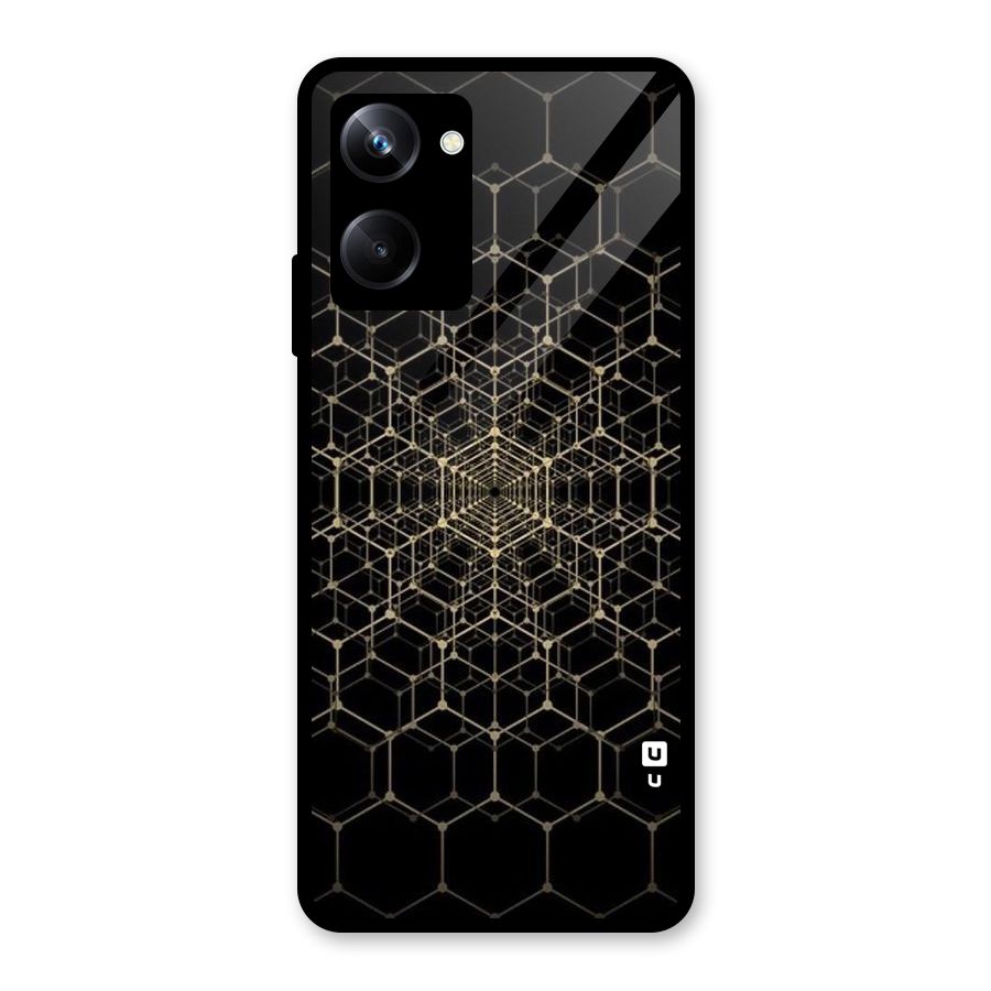 Gold Web Glass Back Case for Realme 10 Pro