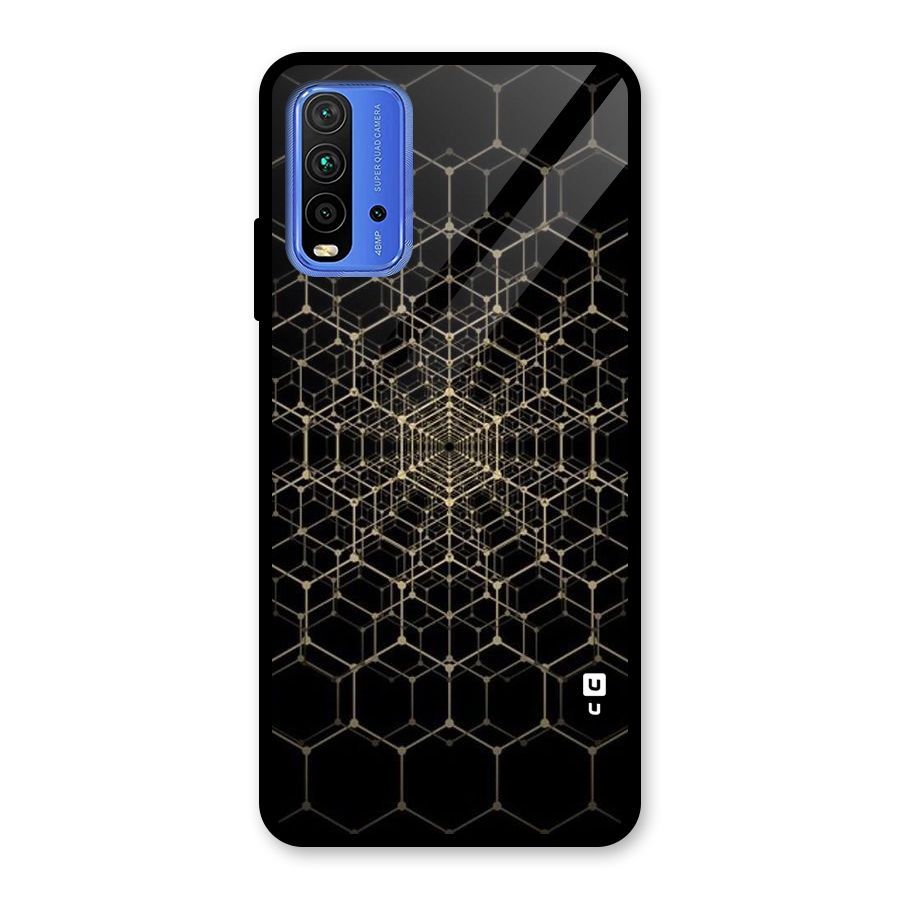 Gold Web Glass Back Case for Redmi 9 Power