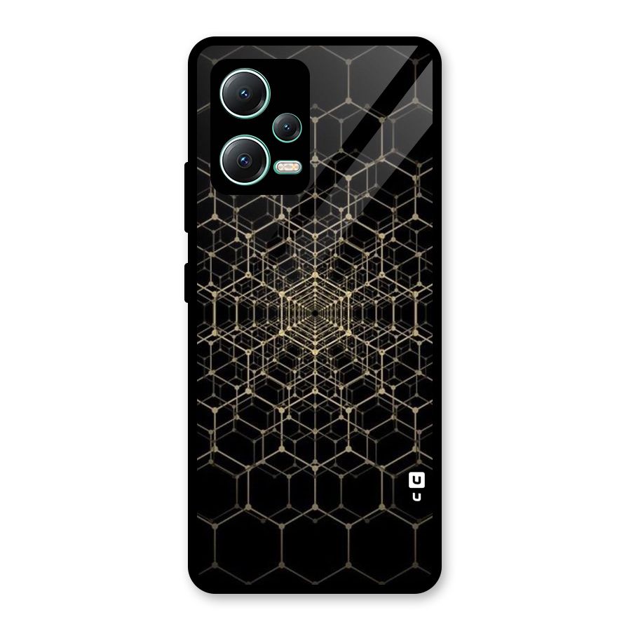 Gold Web Glass Back Case for Redmi Note 12 5G