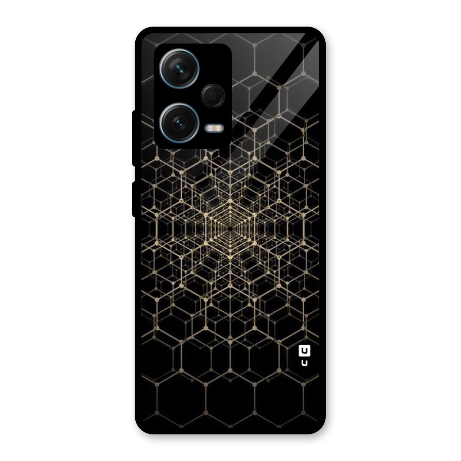 Gold Web Glass Back Case for Redmi Note 12 Pro Plus 5G