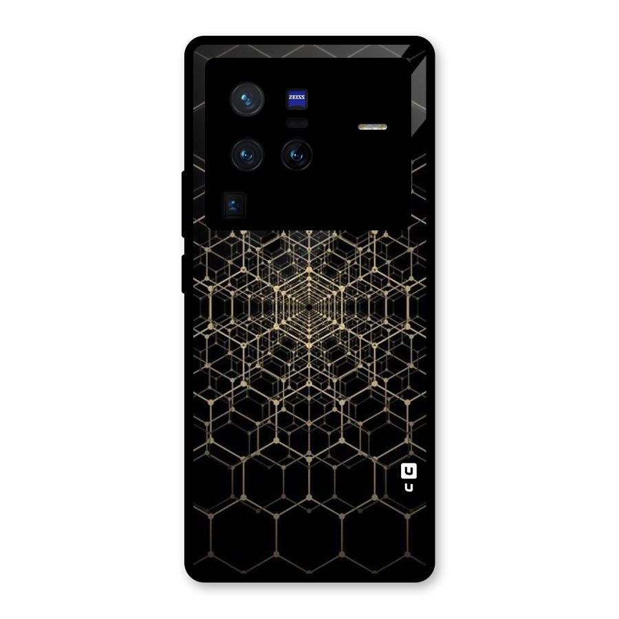 Gold Web Glass Back Case for Vivo X80 Pro