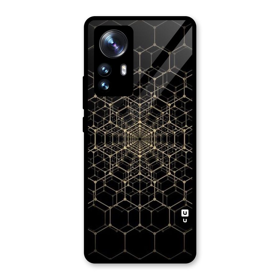 Gold Web Glass Back Case for Xiaomi 12 Pro