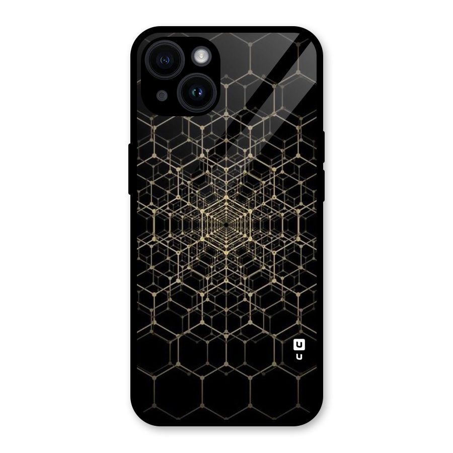 Gold Web Glass Back Case for iPhone 14