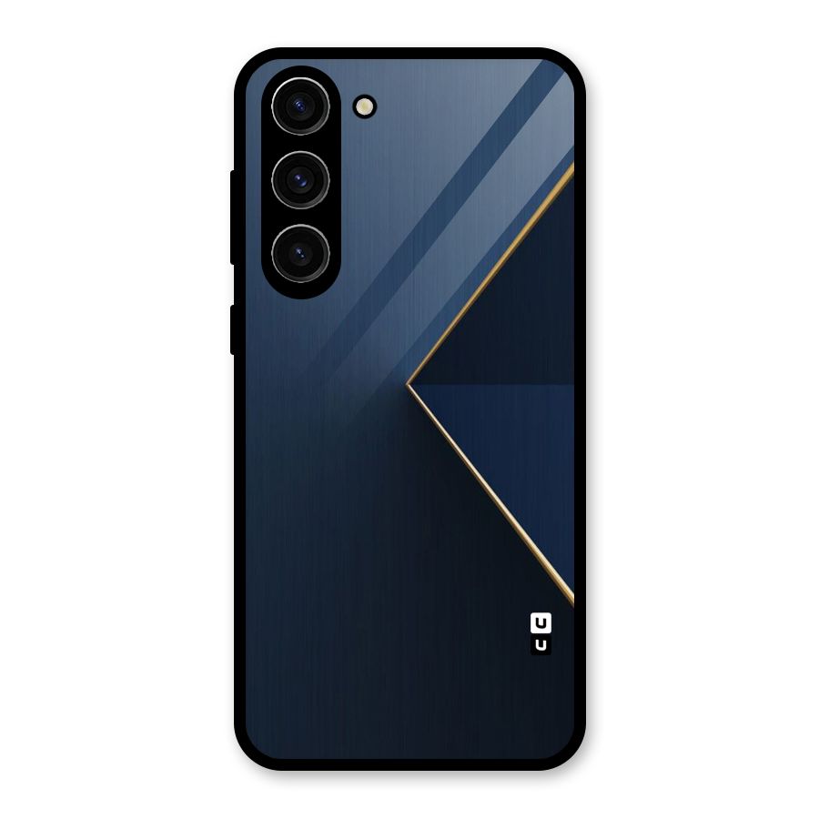 Golden Blue Triangle Glass Back Case for Galaxy S23 Plus