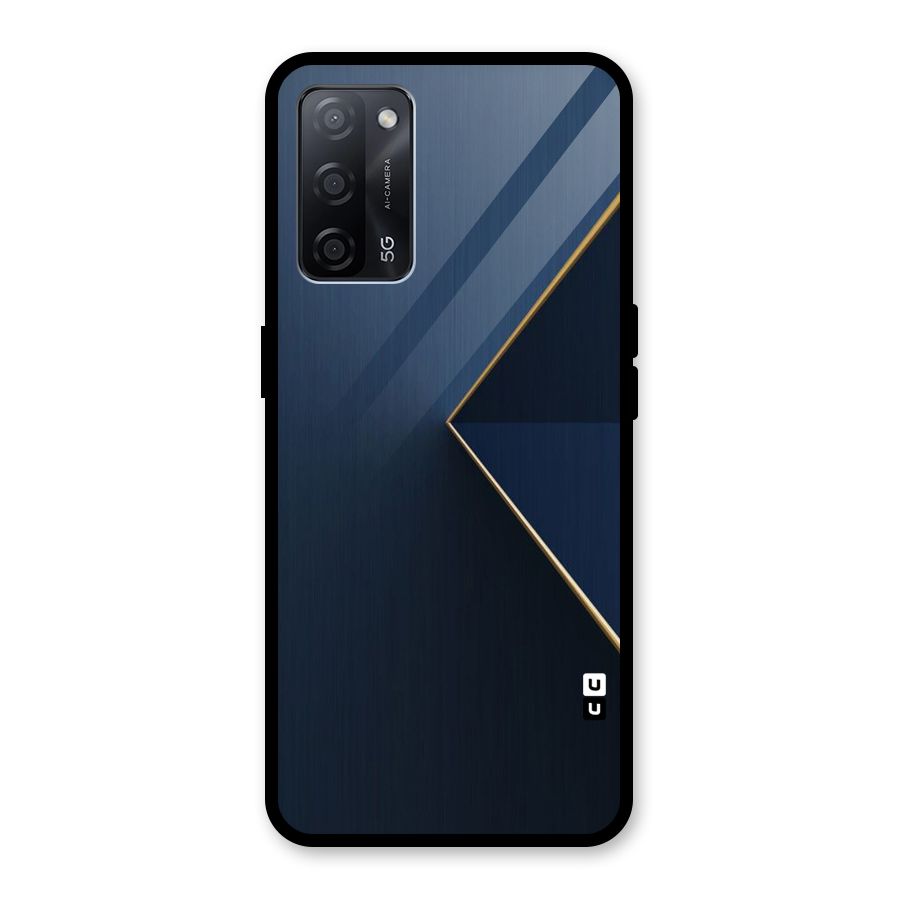 Golden Blue Triangle Glass Back Case for Oppo A53s 5G