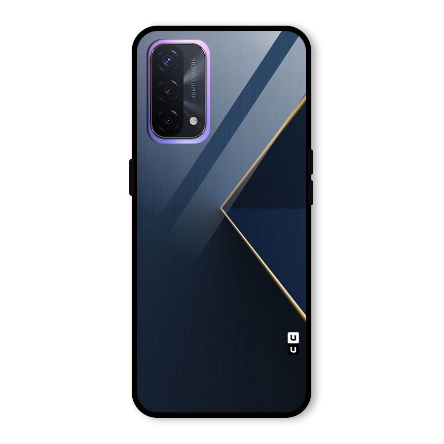 Golden Blue Triangle Glass Back Case for Oppo A74 5G