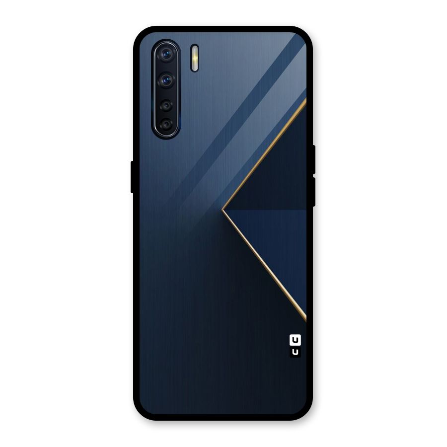 Golden Blue Triangle Glass Back Case for Oppo F15