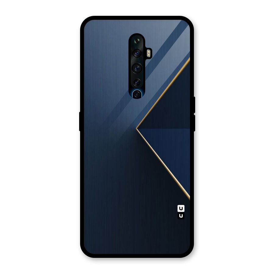 Golden Blue Triangle Glass Back Case for Oppo Reno2 F