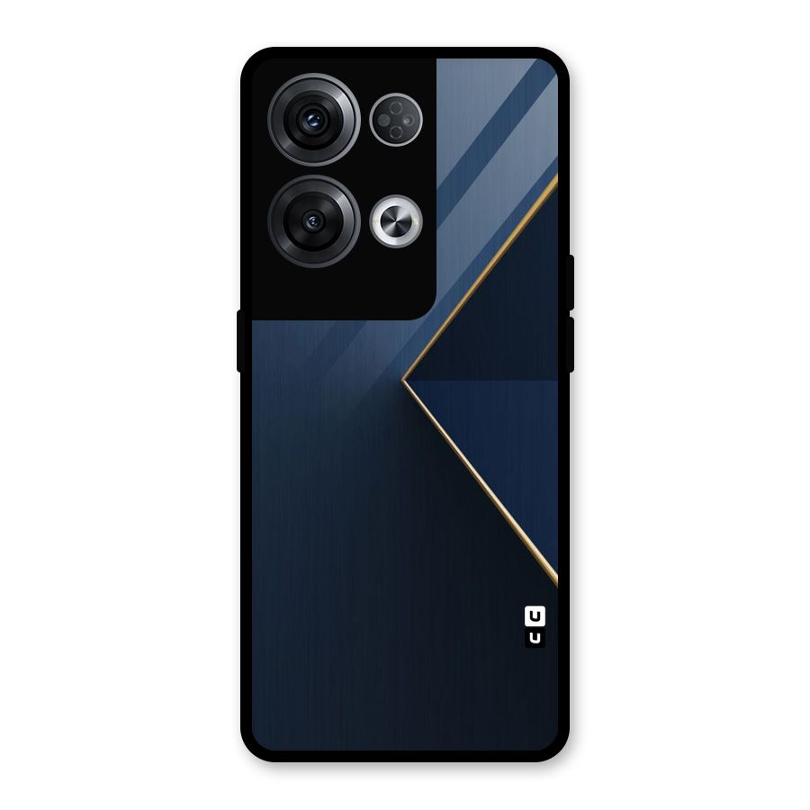 Golden Blue Triangle Glass Back Case for Oppo Reno8 Pro 5G