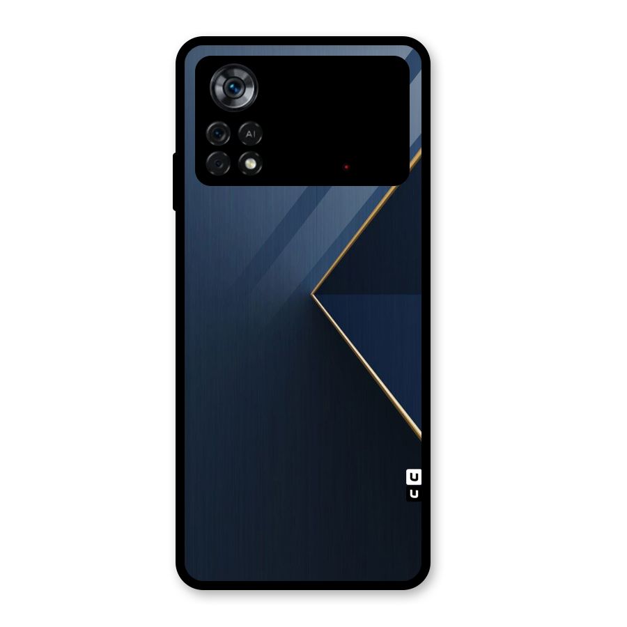 Golden Blue Triangle Glass Back Case for Poco X4 Pro 5G