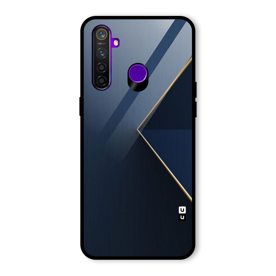 Golden Blue Triangle Glass Back Case for Realme 5 Pro
