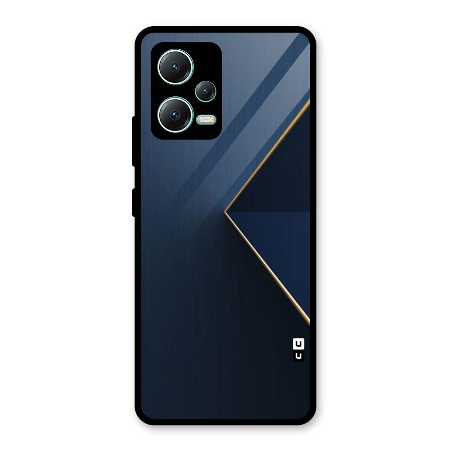 Golden Blue Triangle Glass Back Case for Redmi Note 12 5G