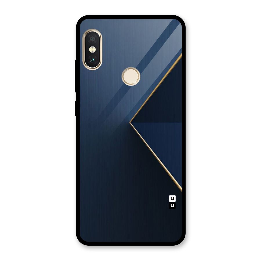 Golden Blue Triangle Glass Back Case for Redmi Note 5 Pro