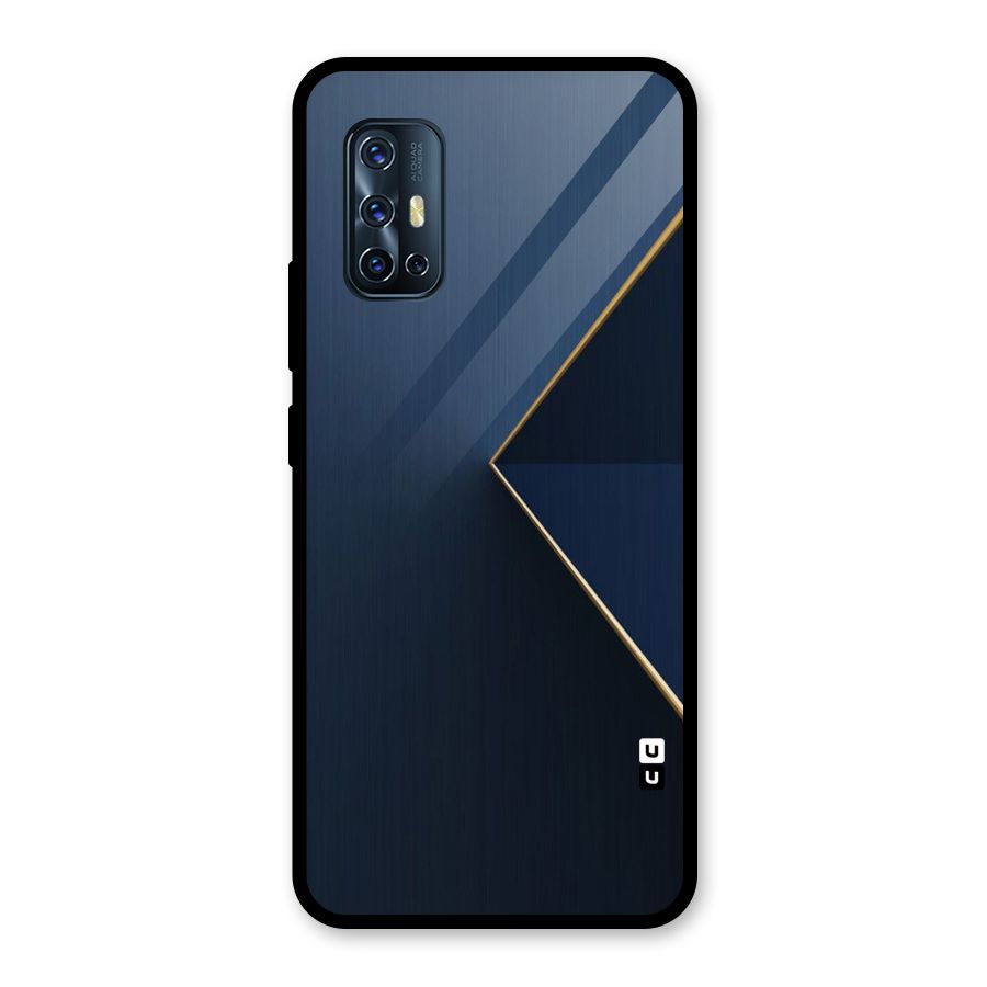 Golden Blue Triangle Glass Back Case for Vivo V17