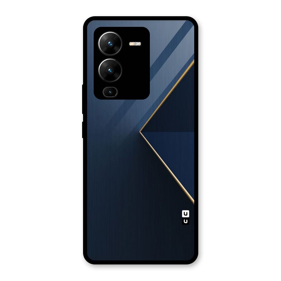 Golden Blue Triangle Glass Back Case for Vivo V25 Pro