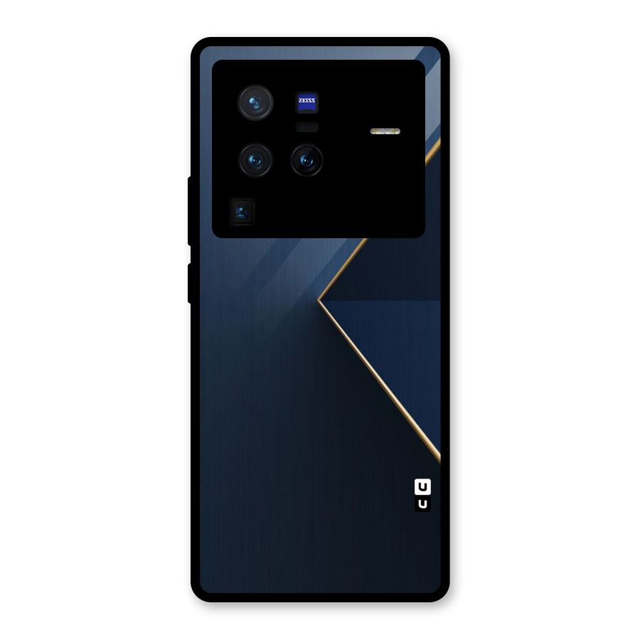 Golden Blue Triangle Glass Back Case for Vivo X80 Pro