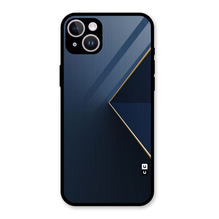 Golden Blue Triangle Glass Back Case for iPhone 14 Plus