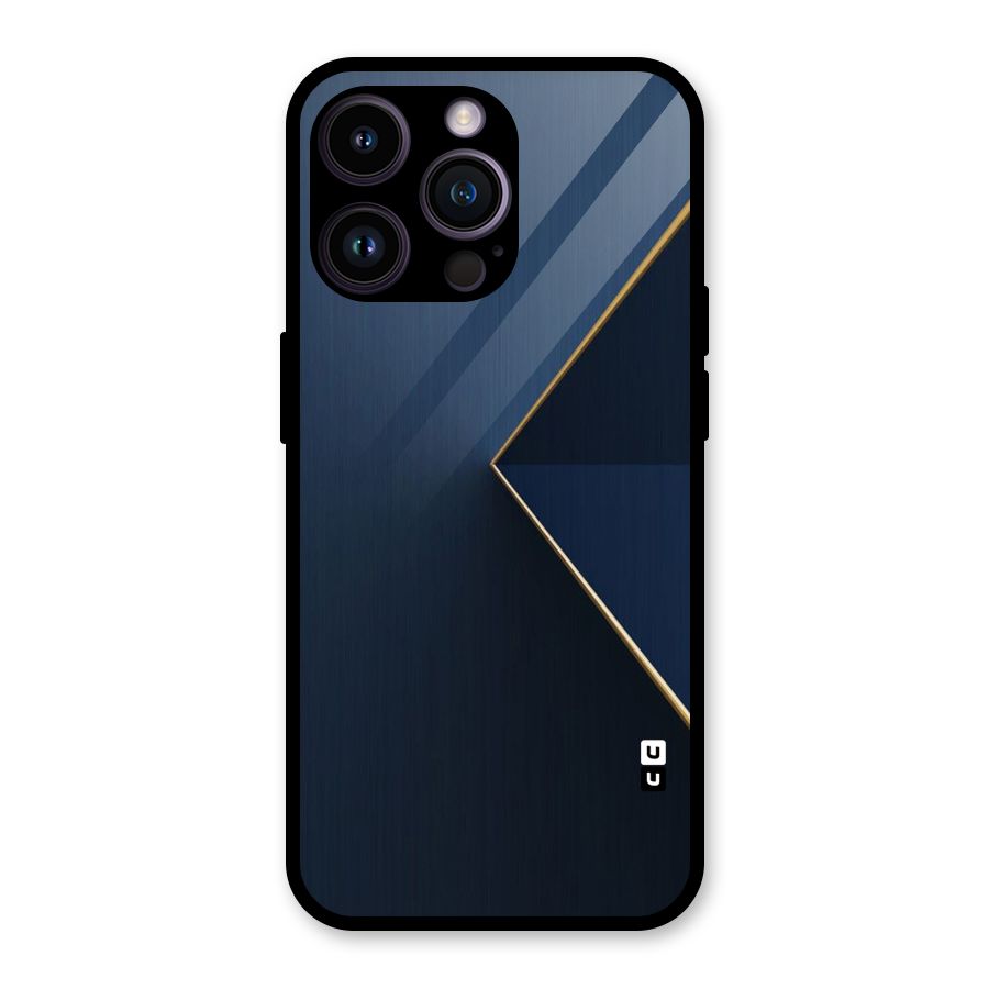 Golden Blue Triangle Glass Back Case for iPhone 14 Pro Max