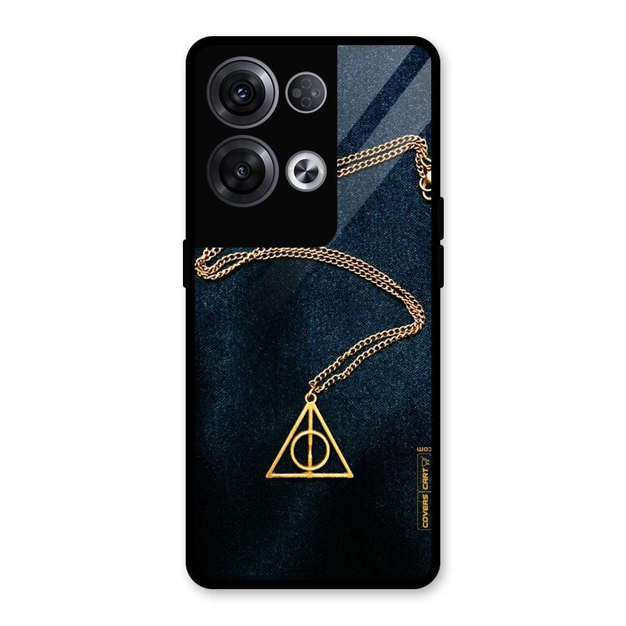 Golden Chain Glass Back Case for Oppo Reno8 Pro 5G