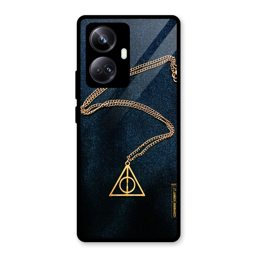 Golden Chain Glass Back Case for Realme 10 Pro Plus