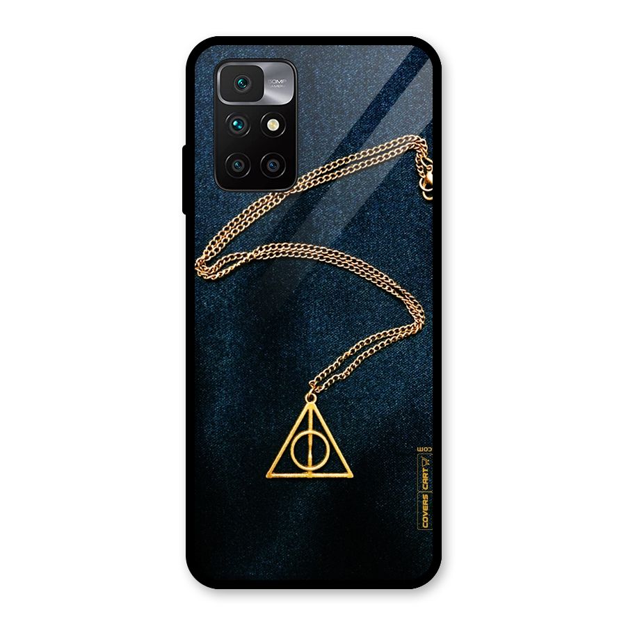 Golden Chain Glass Back Case for Redmi 10 Prime