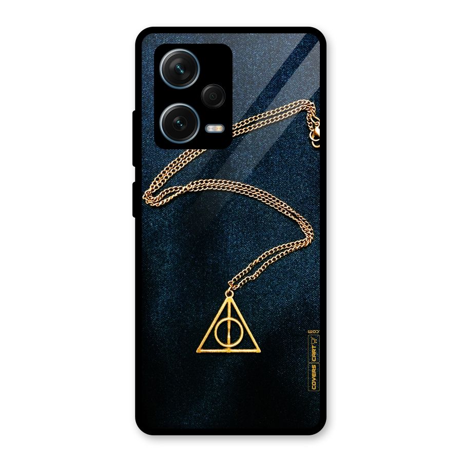 Golden Chain Glass Back Case for Redmi Note 12 Pro Plus 5G