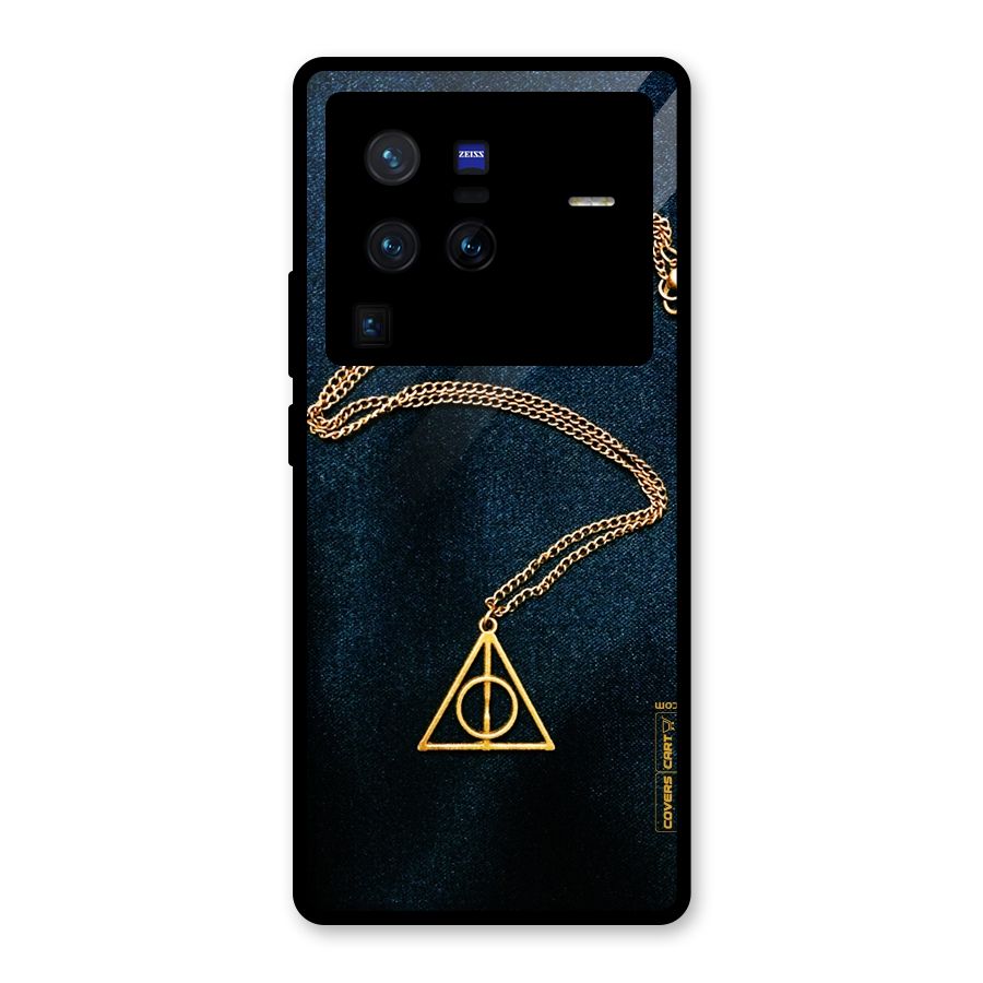 Golden Chain Glass Back Case for Vivo X80 Pro