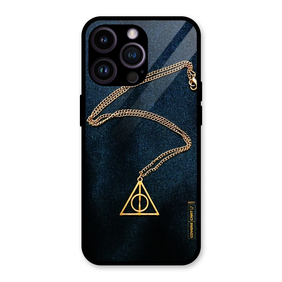 Golden Chain Glass Back Case for iPhone 14 Pro Max
