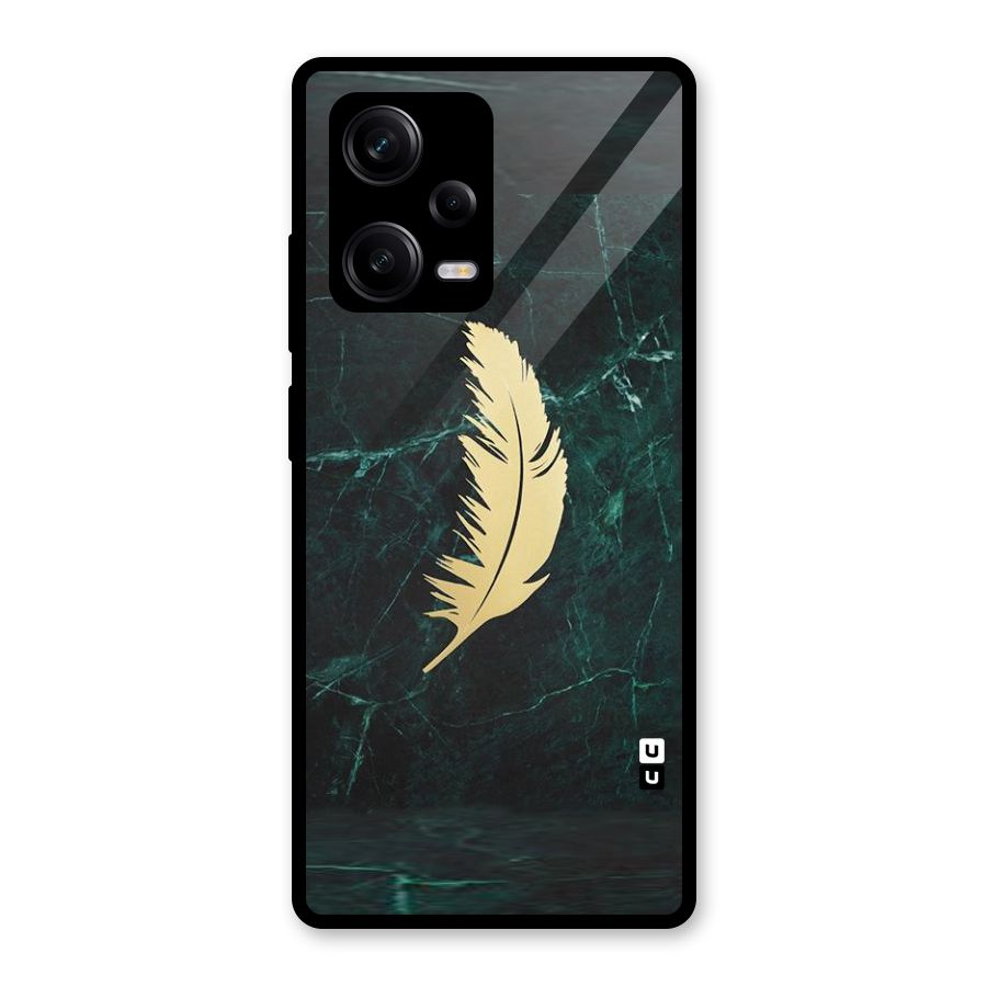 Golden Feather Glass Back Case for Redmi Note 12 Pro