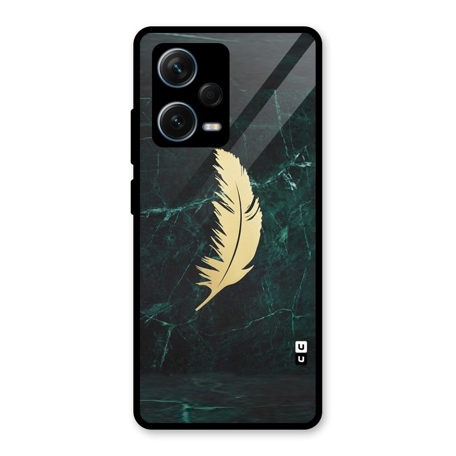 Golden Feather Glass Back Case for Redmi Note 12 Pro Plus 5G