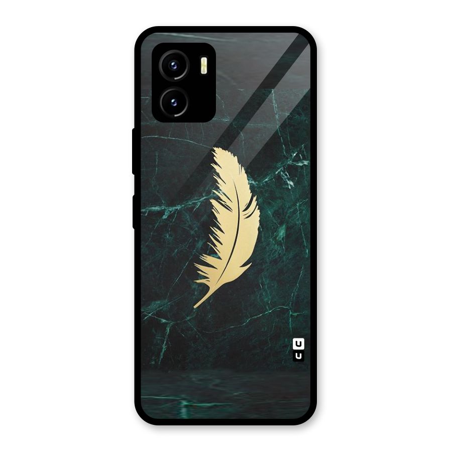 Golden Feather Glass Back Case for Vivo Y15s
