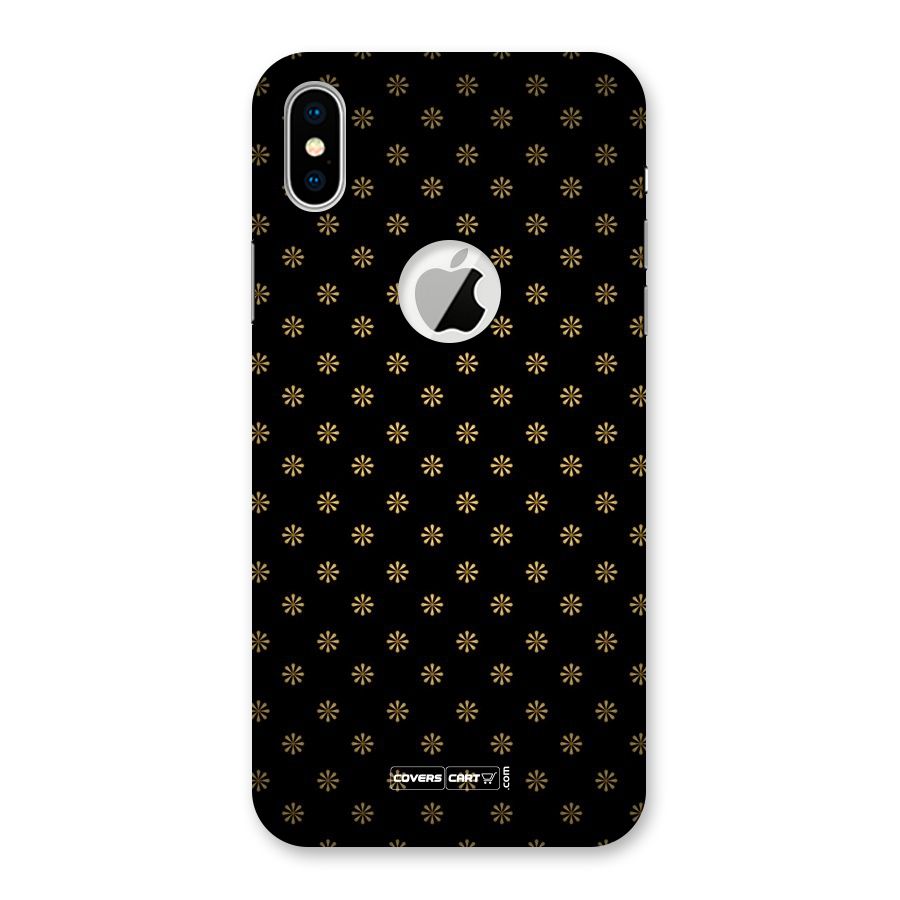 Golden Flowers Back Case for iPhone X Logo Cut