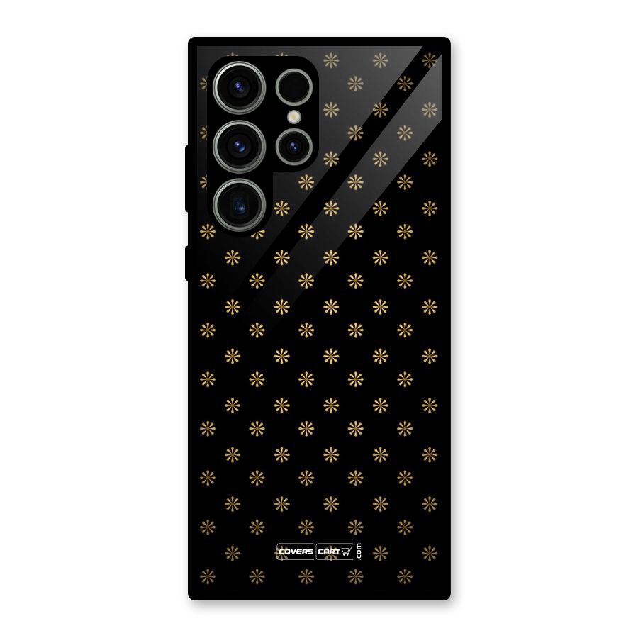 Golden Flowers Glass Back Case for Galaxy S23 Ultra