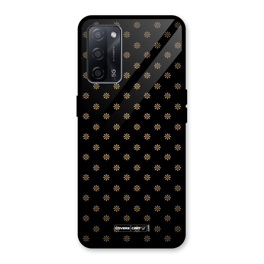Golden Flowers Glass Back Case for Oppo A53s 5G