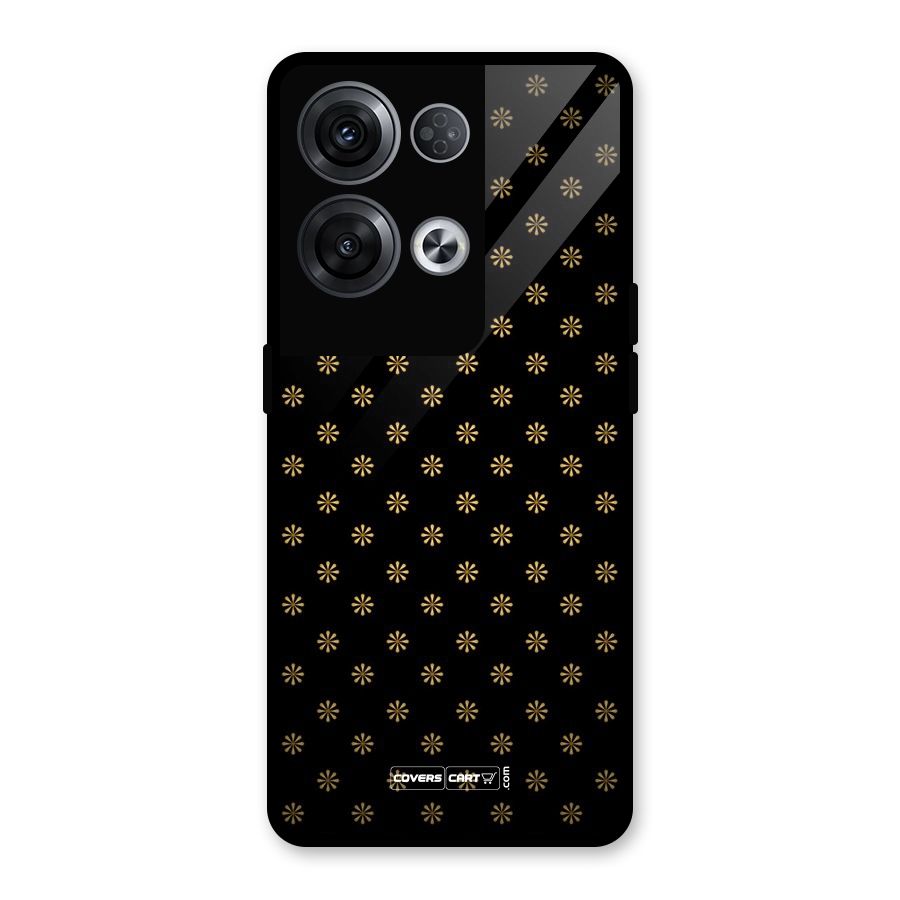 Golden Flowers Glass Back Case for Oppo Reno8 Pro 5G