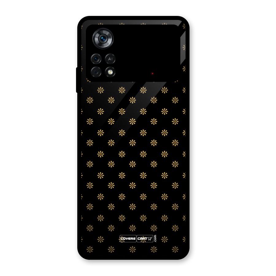 Golden Flowers Glass Back Case for Poco X4 Pro 5G